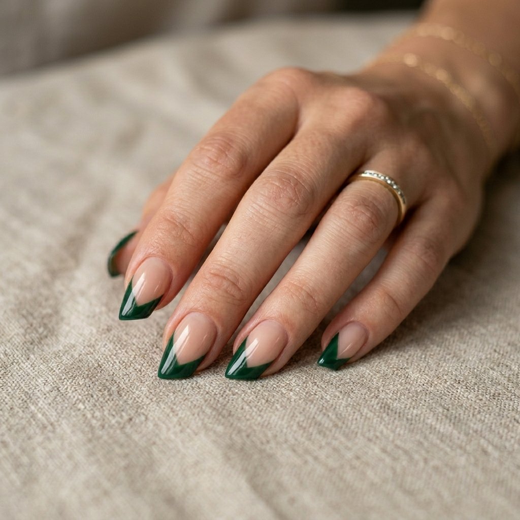 Dark Green French Tip Twist