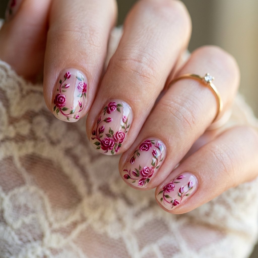 Dark Pink Floral Patterns