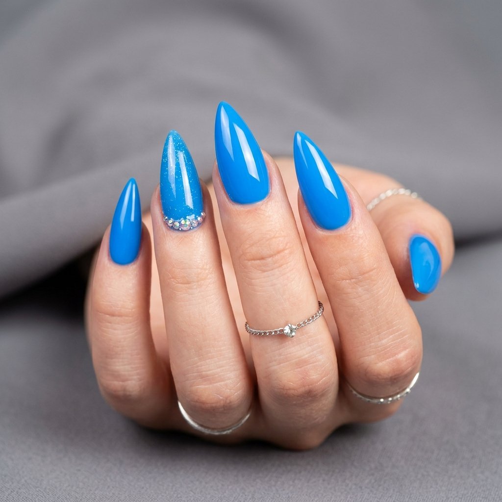 Electric Blue Summer Acrylic Nails