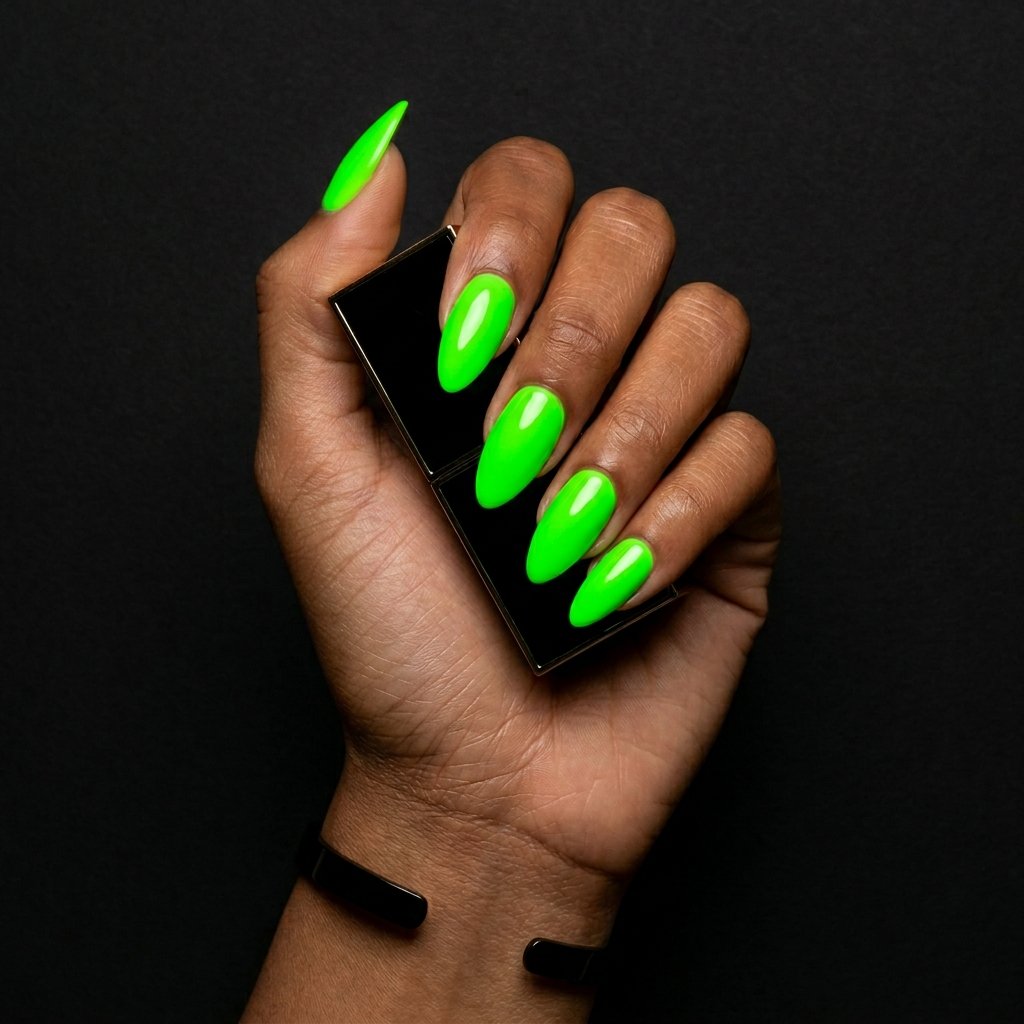 35 Fresh Green Almond Nails Ideas: Chic Trends to Love 9 Neon Green Almond Nails