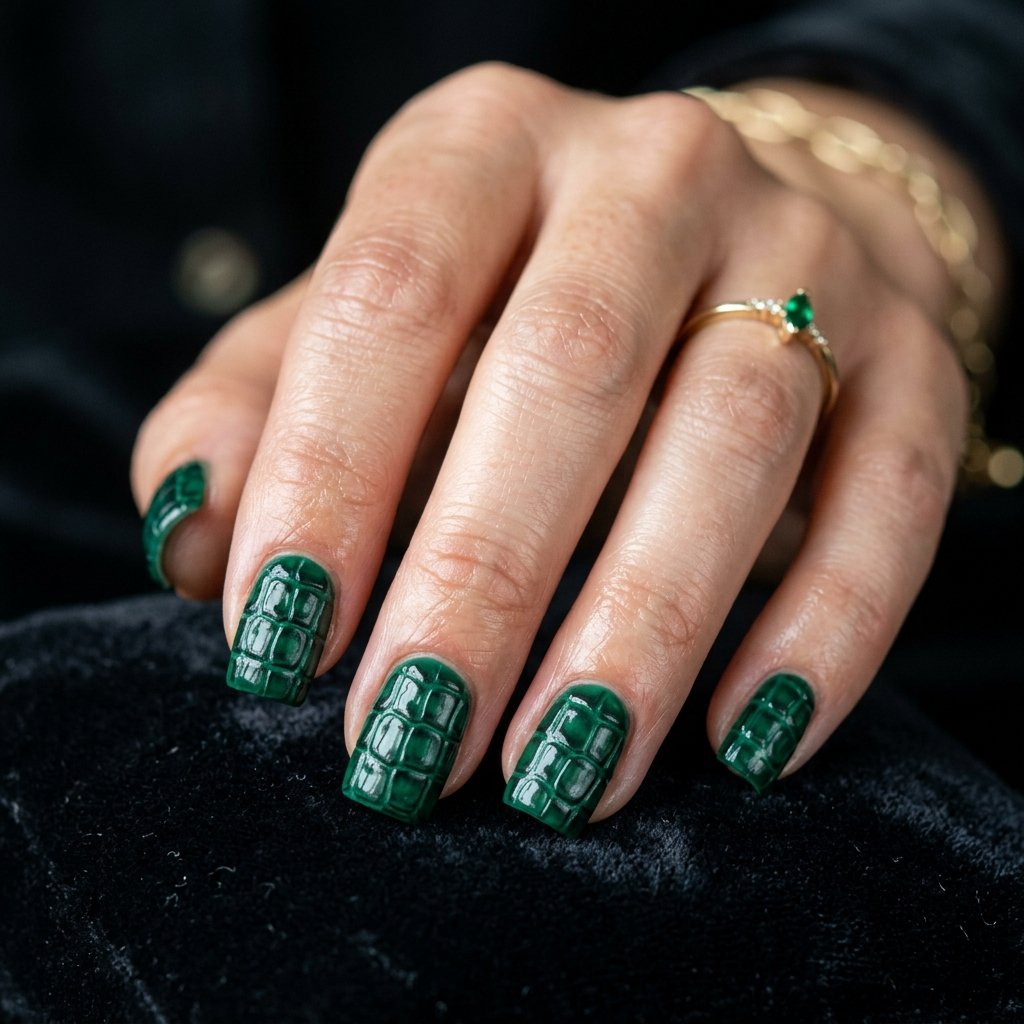 Emerald Crocodile Texture Pattern