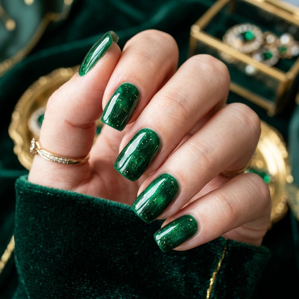 35 Stunning Forest Green Nails Ideas for a Chic Look 2026 23 Rich Jewel Tones