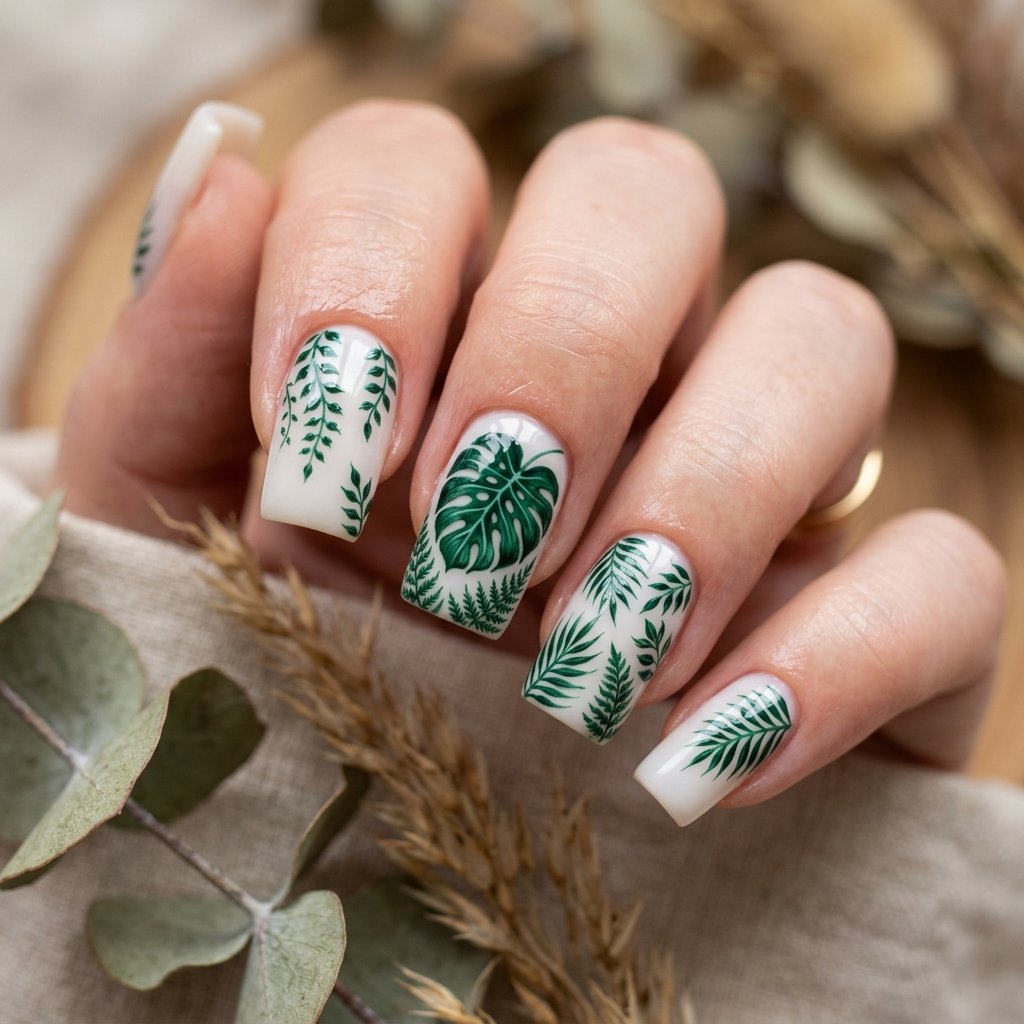 Botanical Emerald Leaf Motif