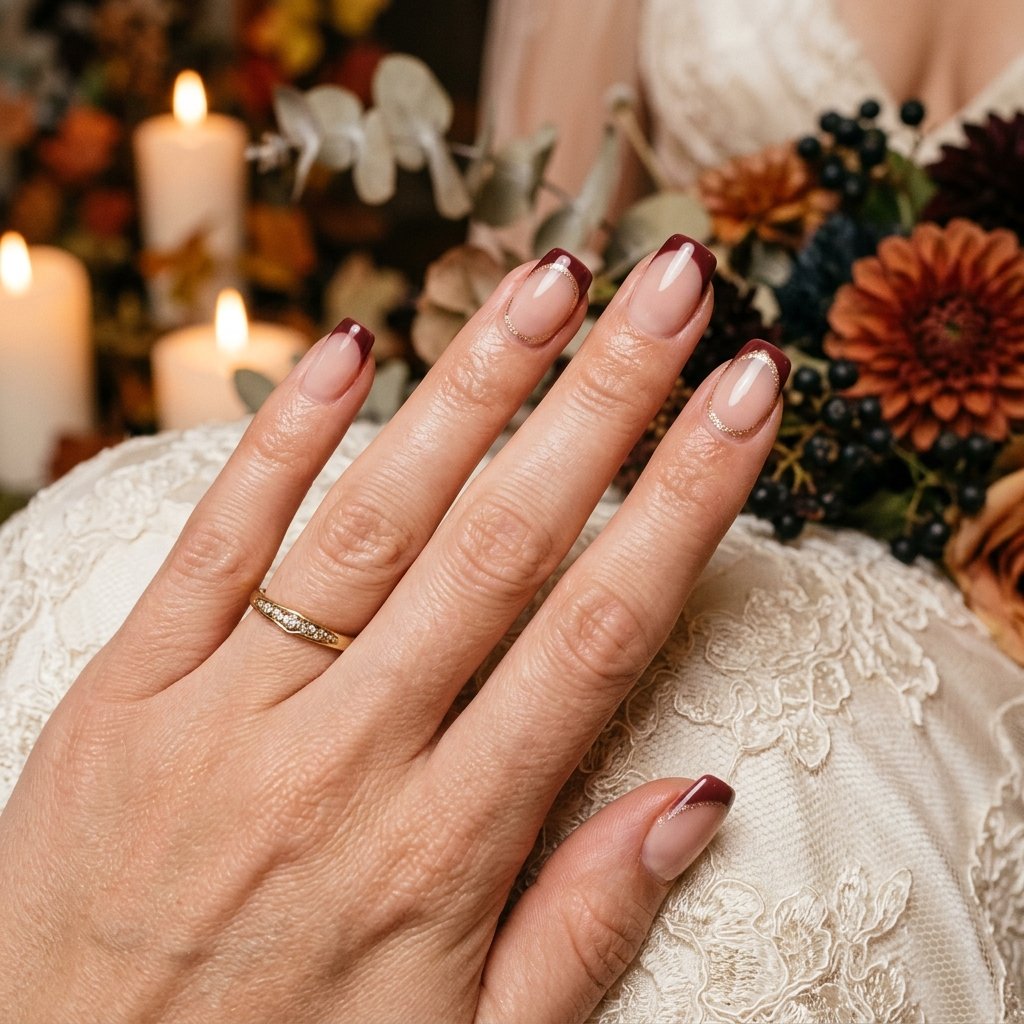 35 Fall French Tip Nails Ideas That Are Trending This Autumn Season 2026 36 Fall Wedding French Tip Nails