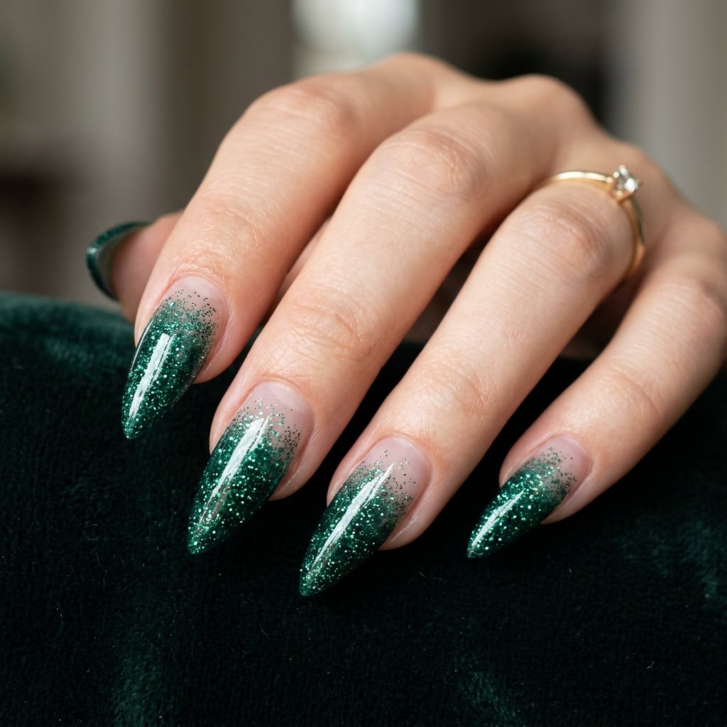 Deep Emerald Glitter Ombre