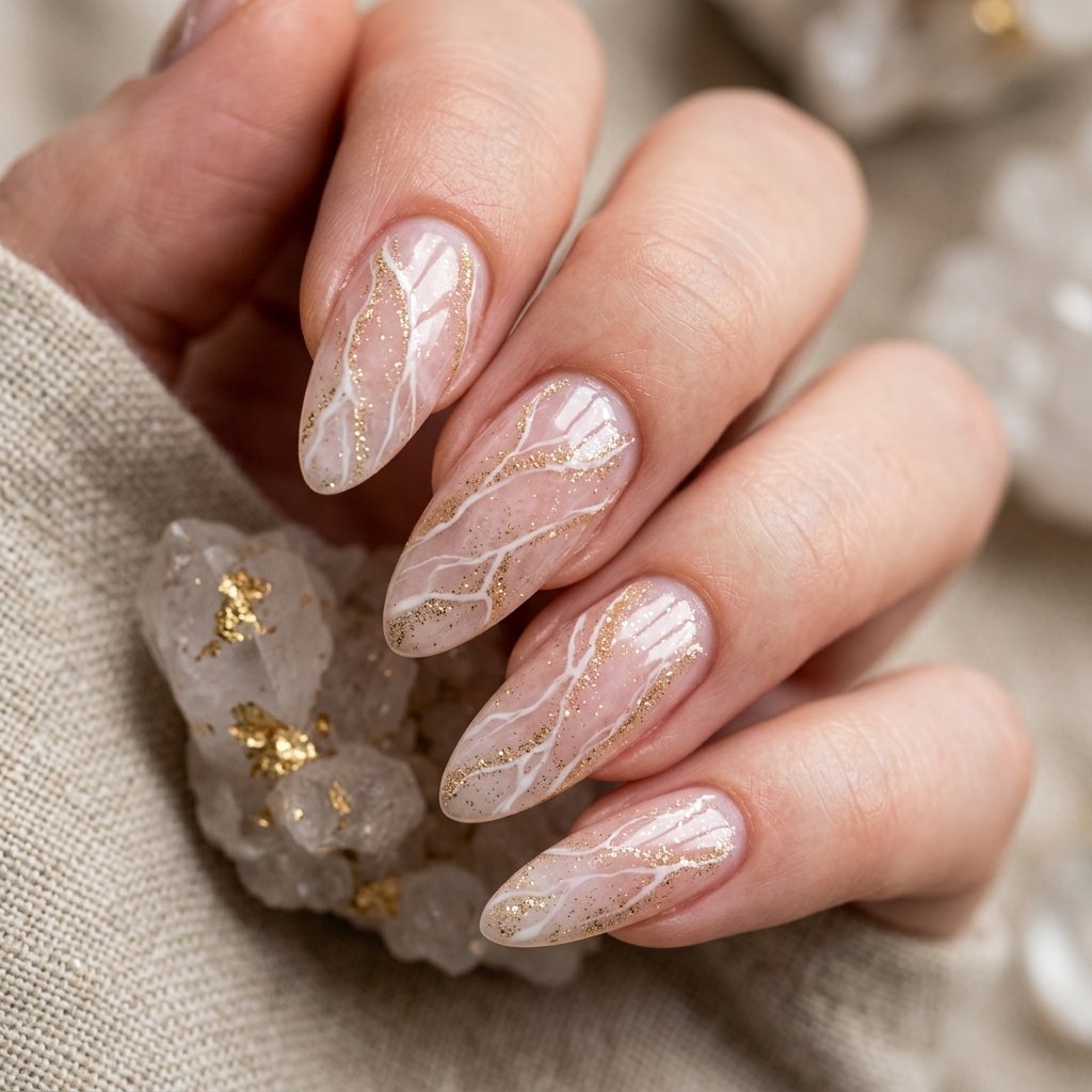 Golden Shimmer Veined Quartz Texture Idea