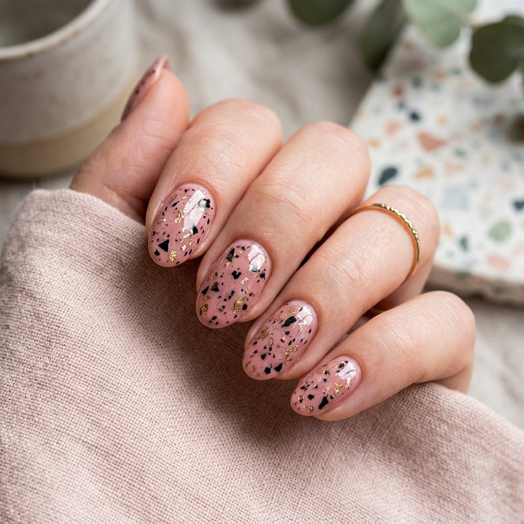 Terrazzo Speckled Pink Marble Look Idea