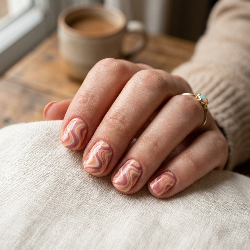 Retro Pink and Peach Marble Ripple Idea