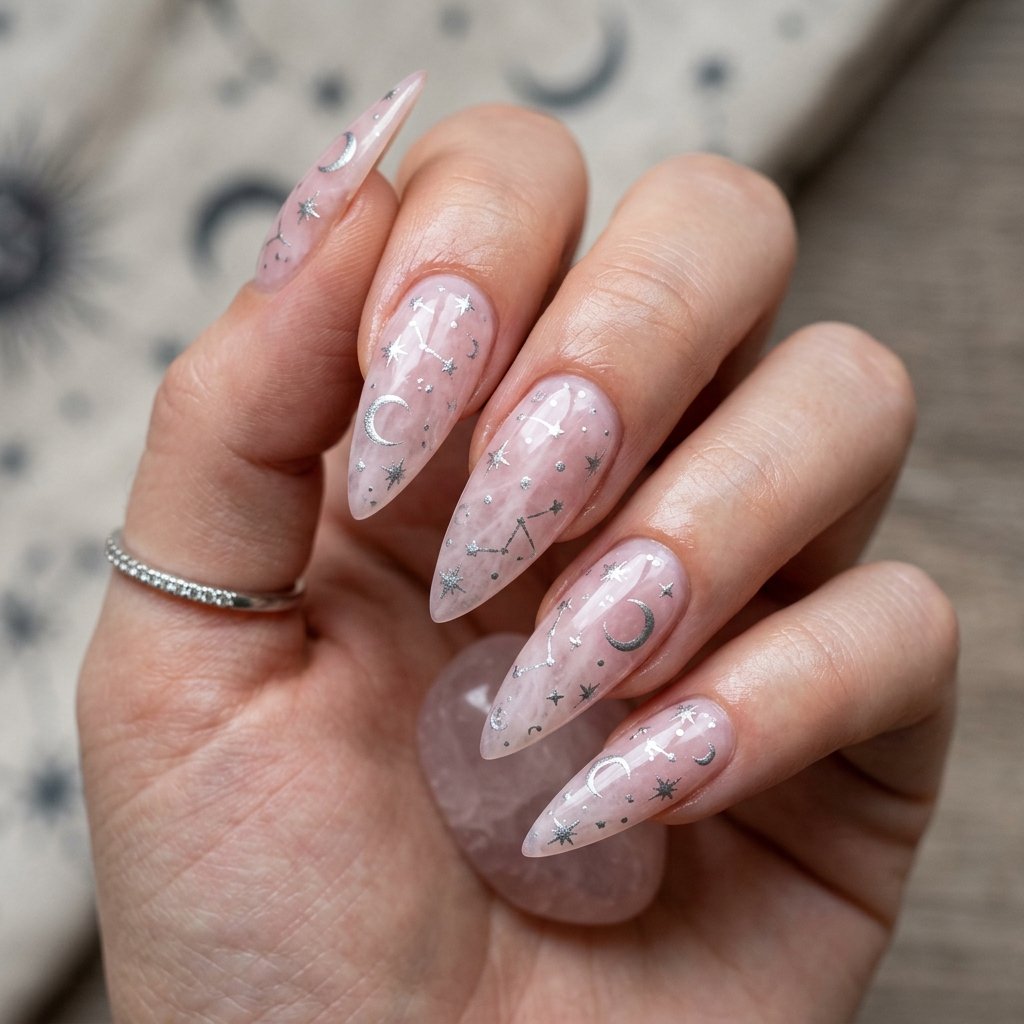 Celestial Starry Pink Stone Pattern Idea