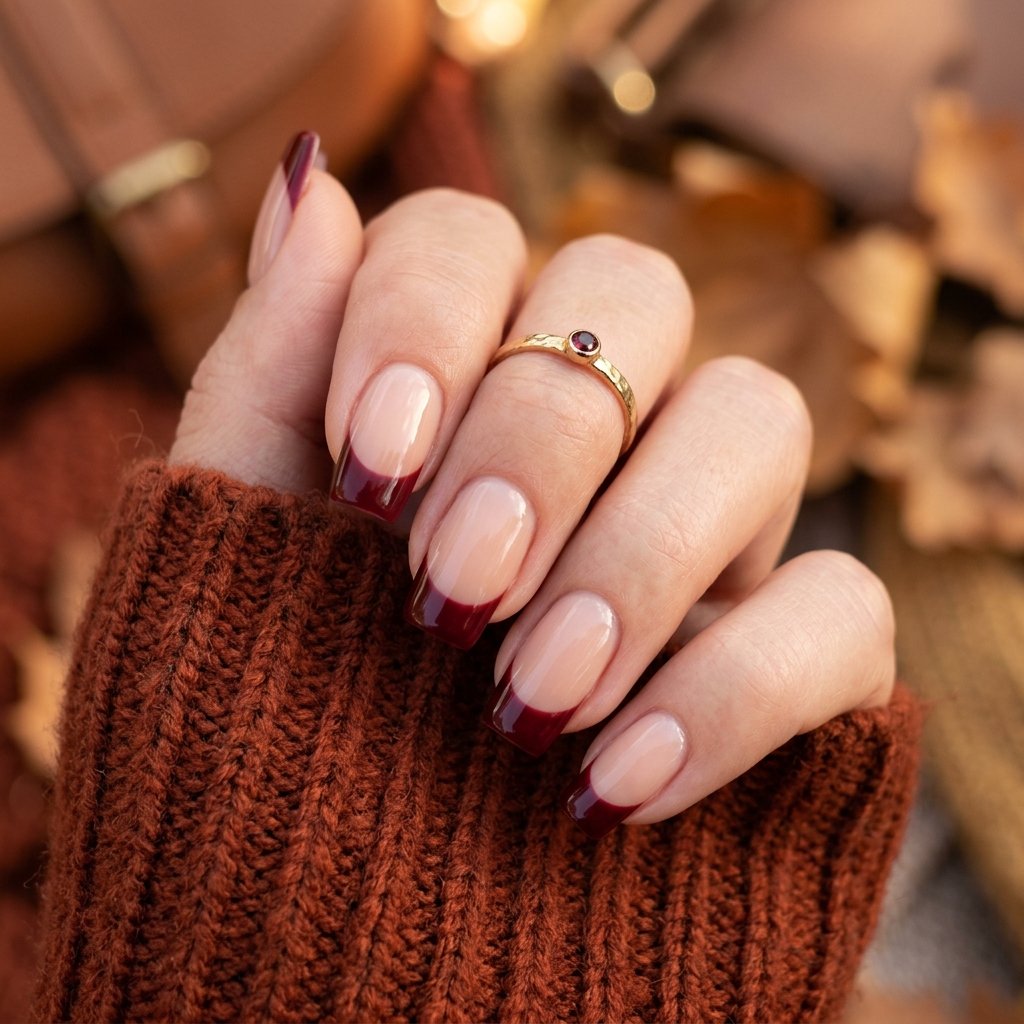 35 Fall French Tip Nails Ideas That Are Trending This Autumn Season 2026 19 Thick French Tip Nails Fall Style