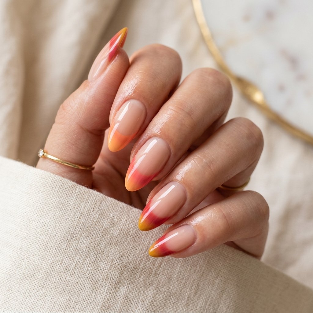 French Tip Sunset Ombre Nails