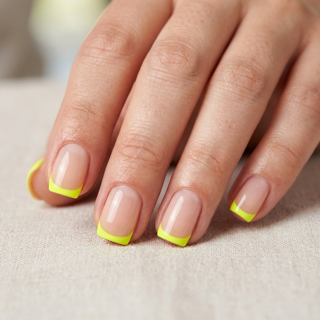 35 Fresh neon yellow nails Ideas for Your Summer Wardrobe 4 Minimalist French Tips Idea