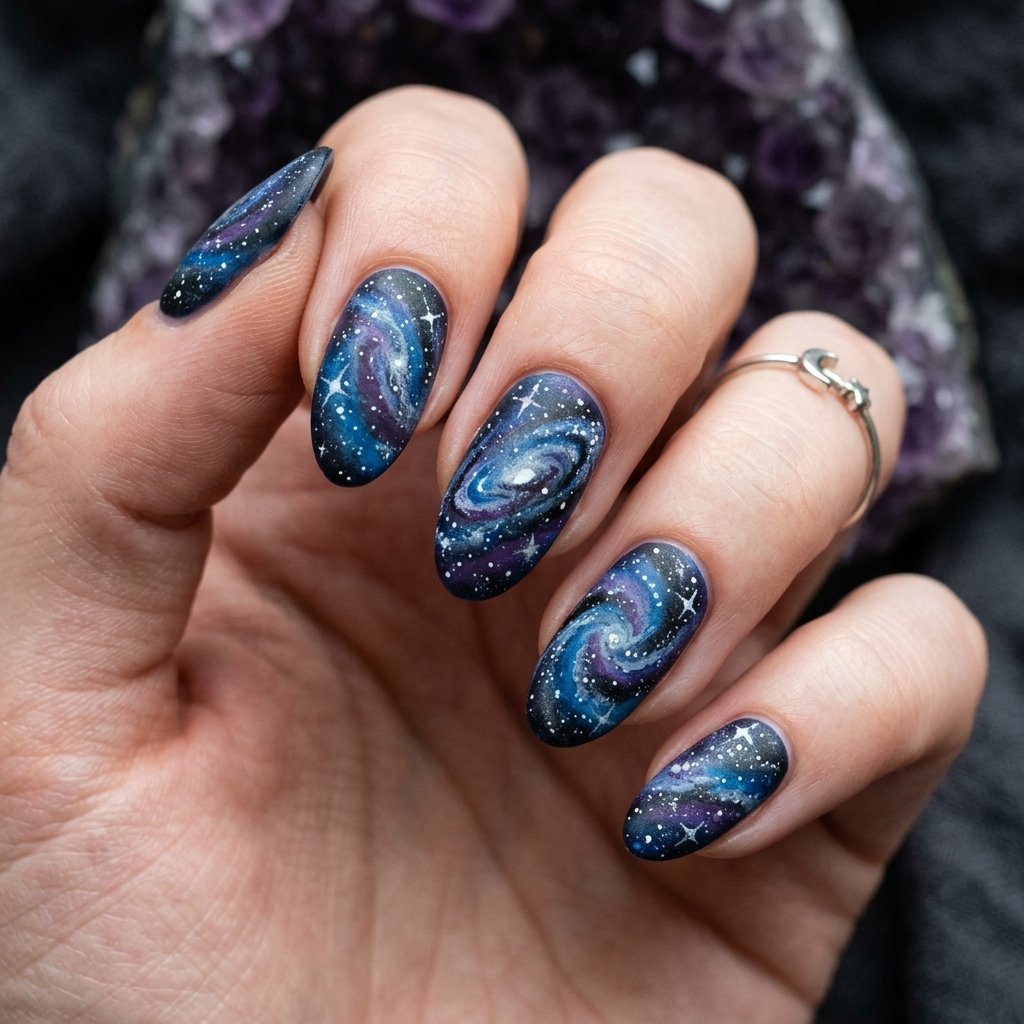 32 Galaxy Nails Ideas: Master the Aesthetic of the Cosmos 6 Interstellar Matte Finish Concept