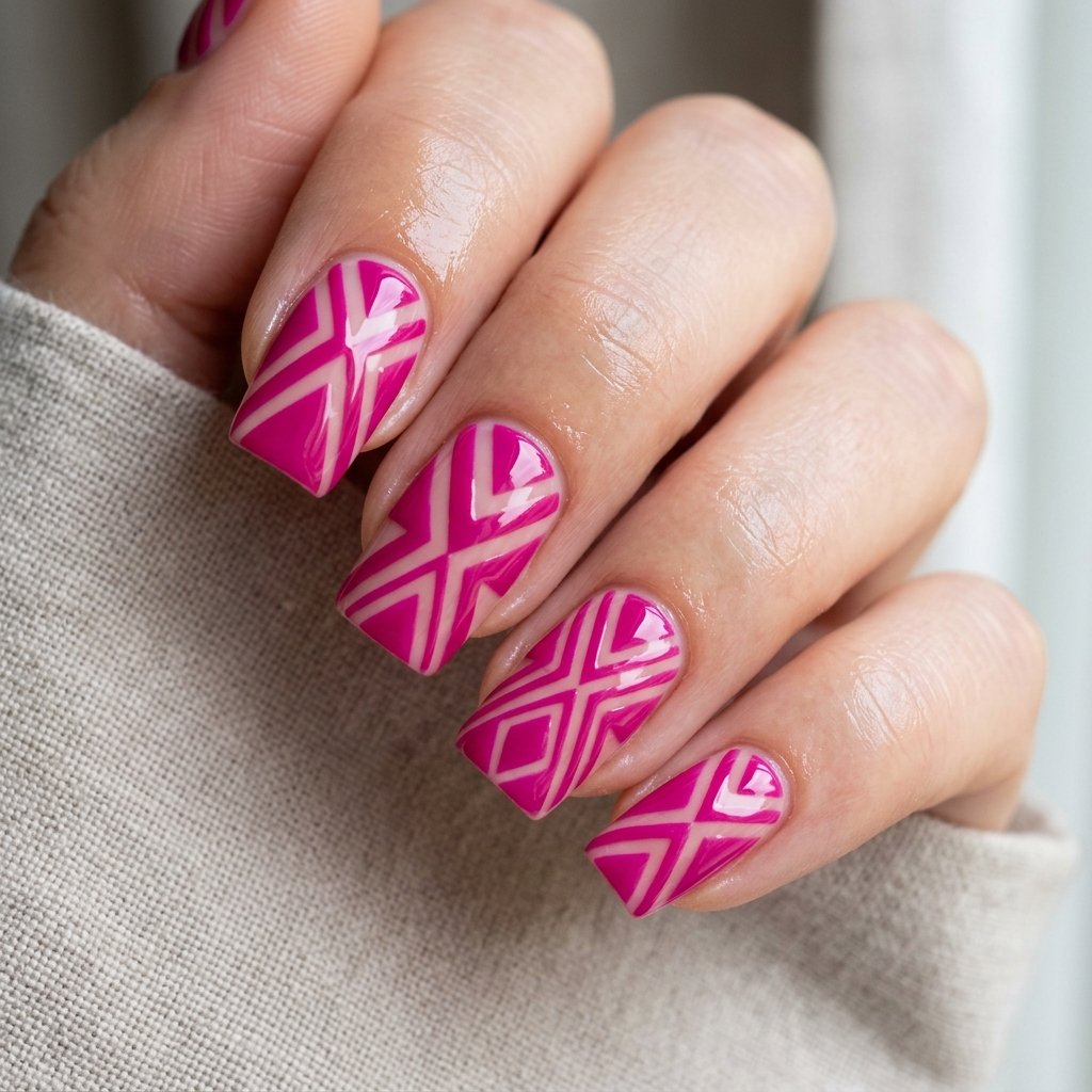 Geometric Fuchsia Art