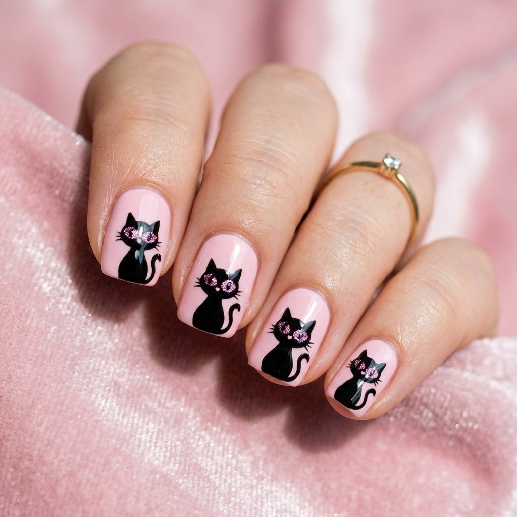Glittery Pink Cat Accents