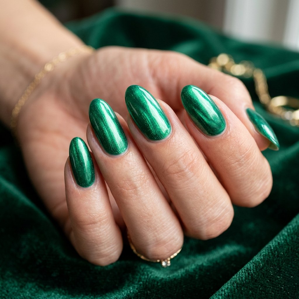 35 Stunning Forest Green Nails Ideas for a Chic Look 2026 35 Shimmering Silk Finish