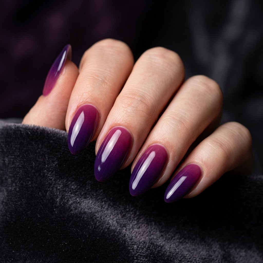 Deep Purple Twilight Ombre Nails