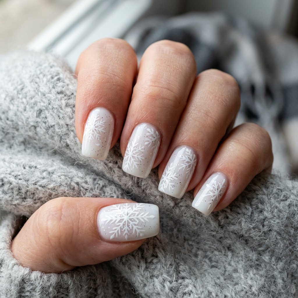 Classic Snowflake Nails