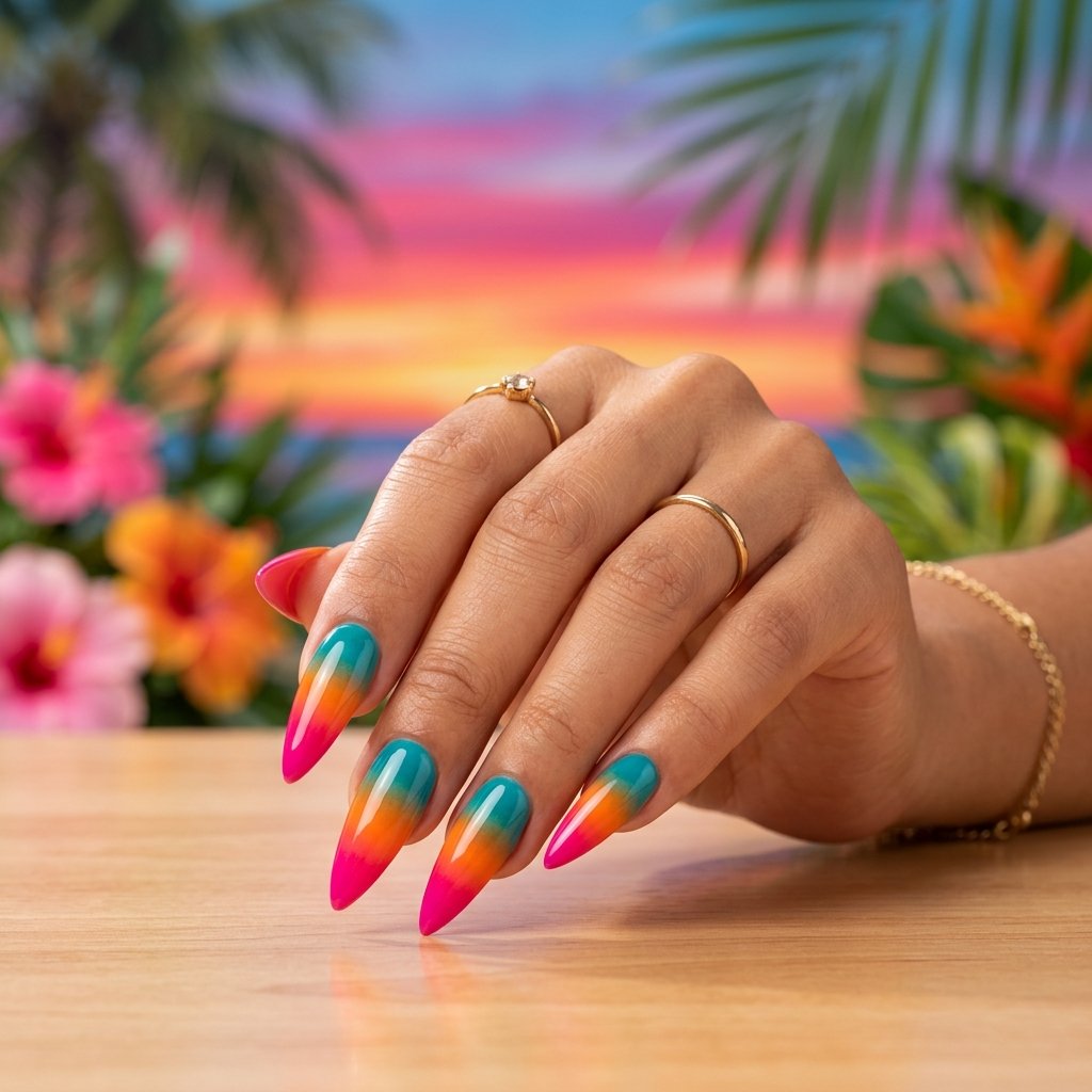 Vibrant Tropical Horizon Nails