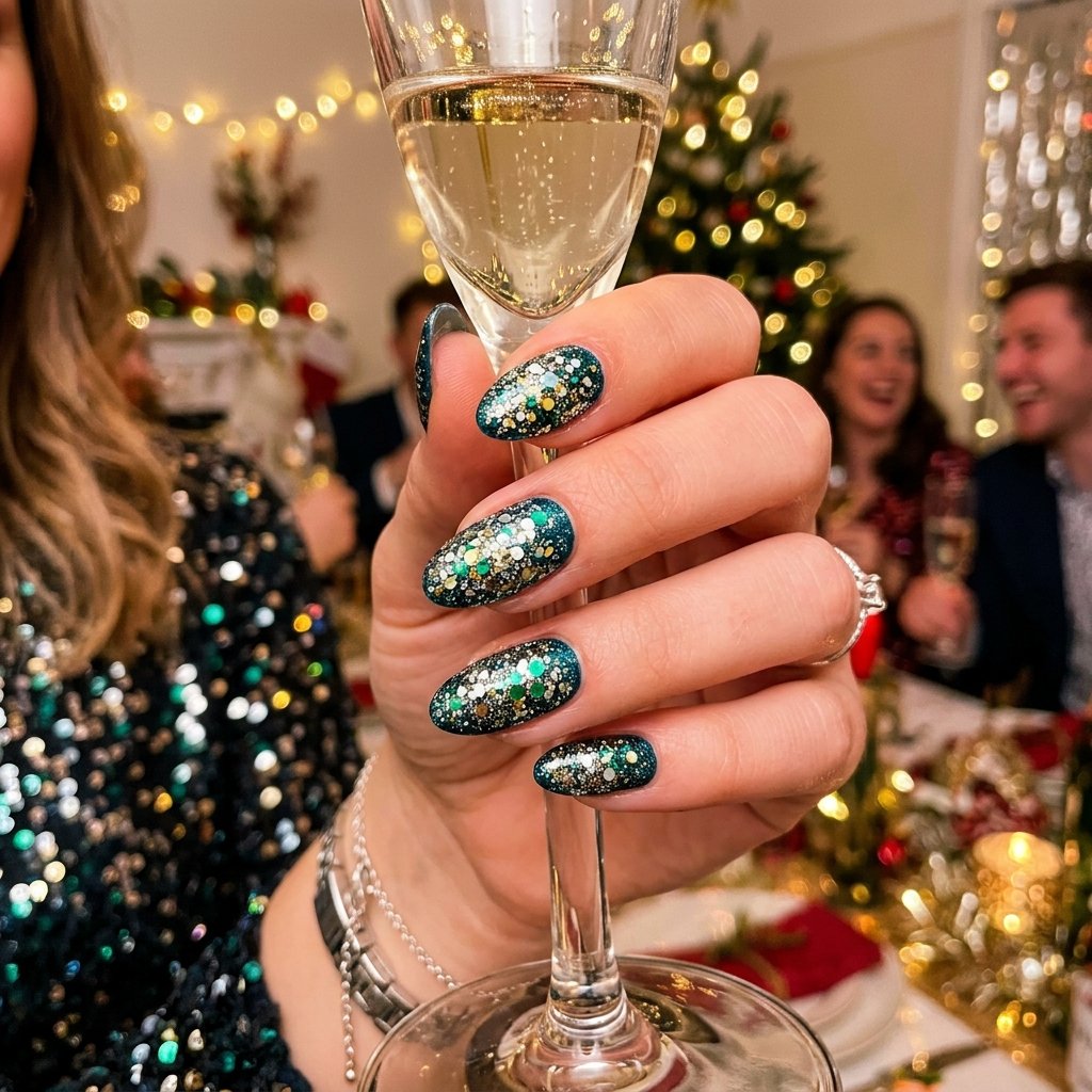 34 Best Dark Teal Nails Ideas: Elegant Colors to Try Now 23 Festive Holiday Winter Ultra Sparkle