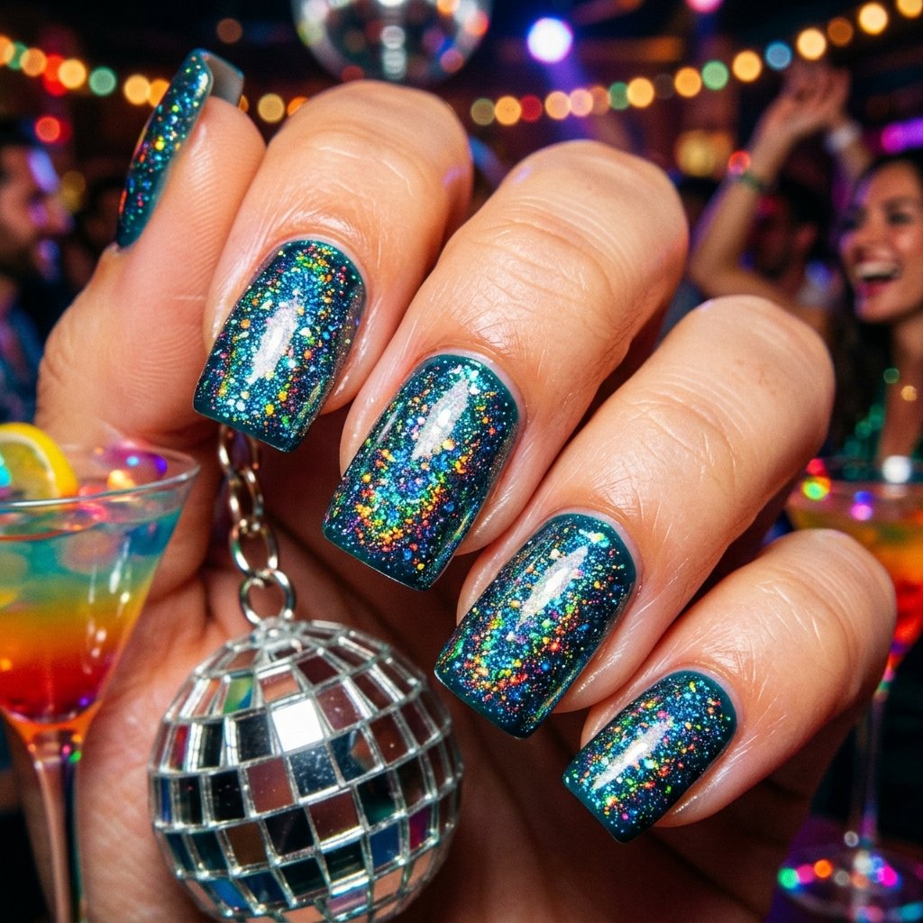 34 Best Dark Teal Nails Ideas: Elegant Colors to Try Now 35 Holographic Disco Ball Topcoat