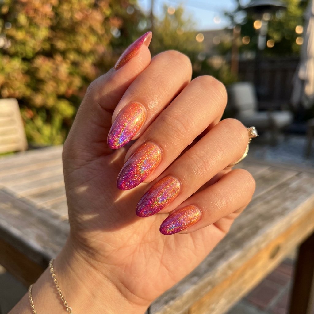 Holographic Sunset Shimmer Nails