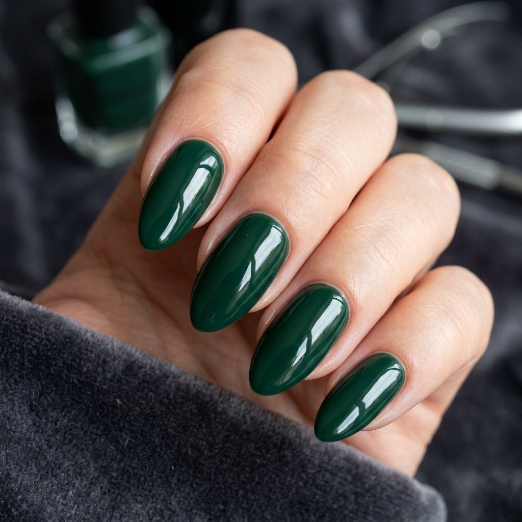 35 Stunning Forest Green Nails Ideas for a Chic Look 2026 26 Hunter Green Polish