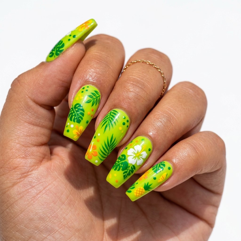 Lime Green Summer Acrylic Nails