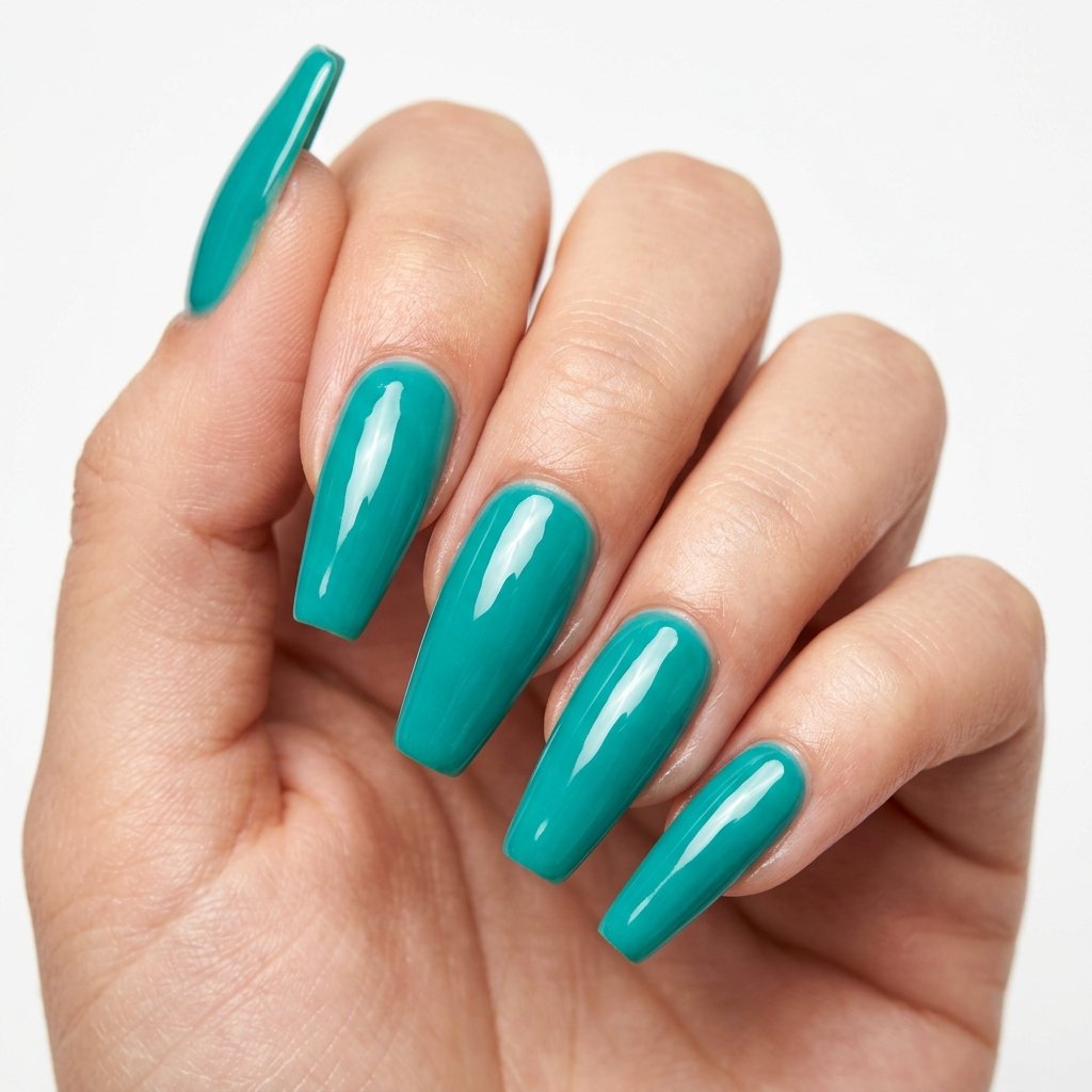 35 Best Green Summer Nails for a Bold Warm Season 2026 30 Lagoon Blue-Green Nails