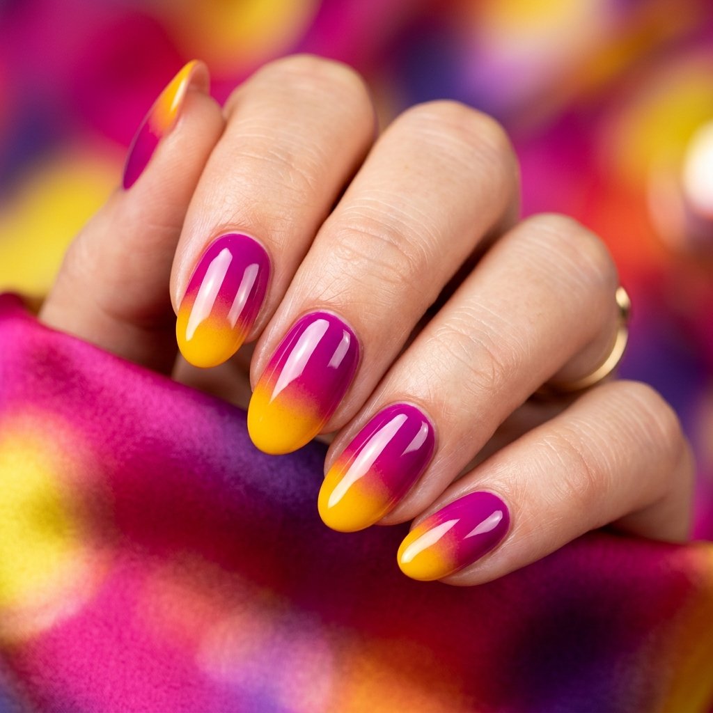 Bold Magenta Horizon Nails