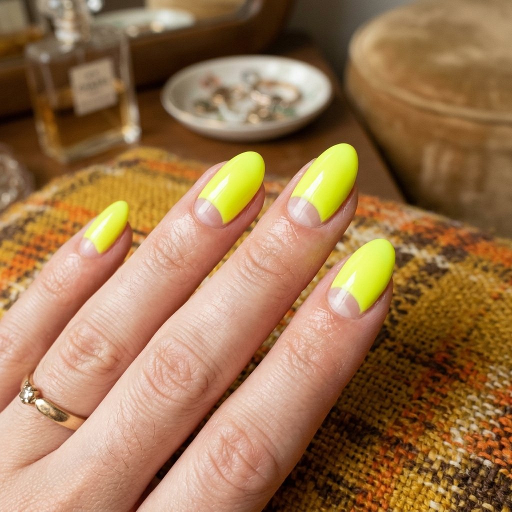 35 Fresh neon yellow nails Ideas for Your Summer Wardrobe 8 Subtle Half Moons Idea