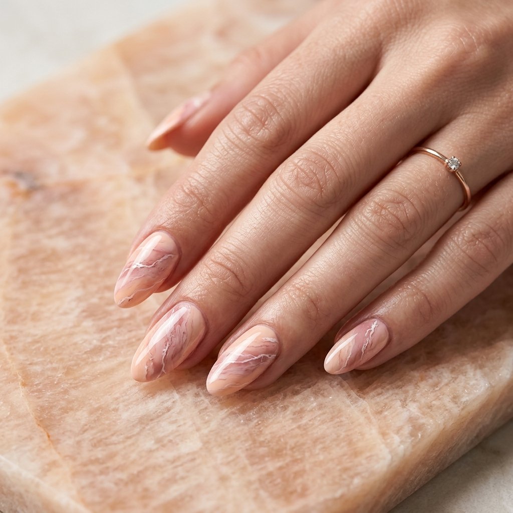 Pastel Peach and Rose Marble