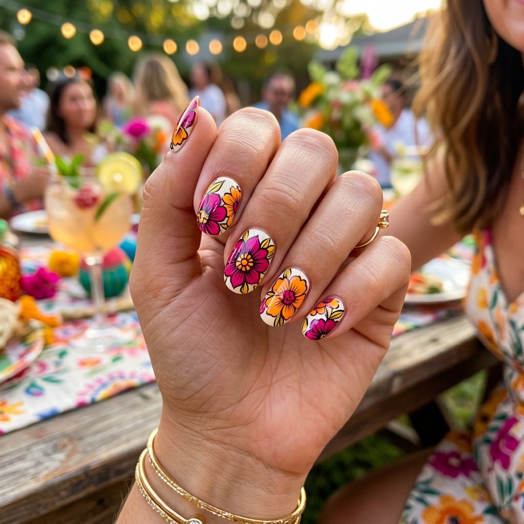Radiant Marigold and Magenta Blooms
