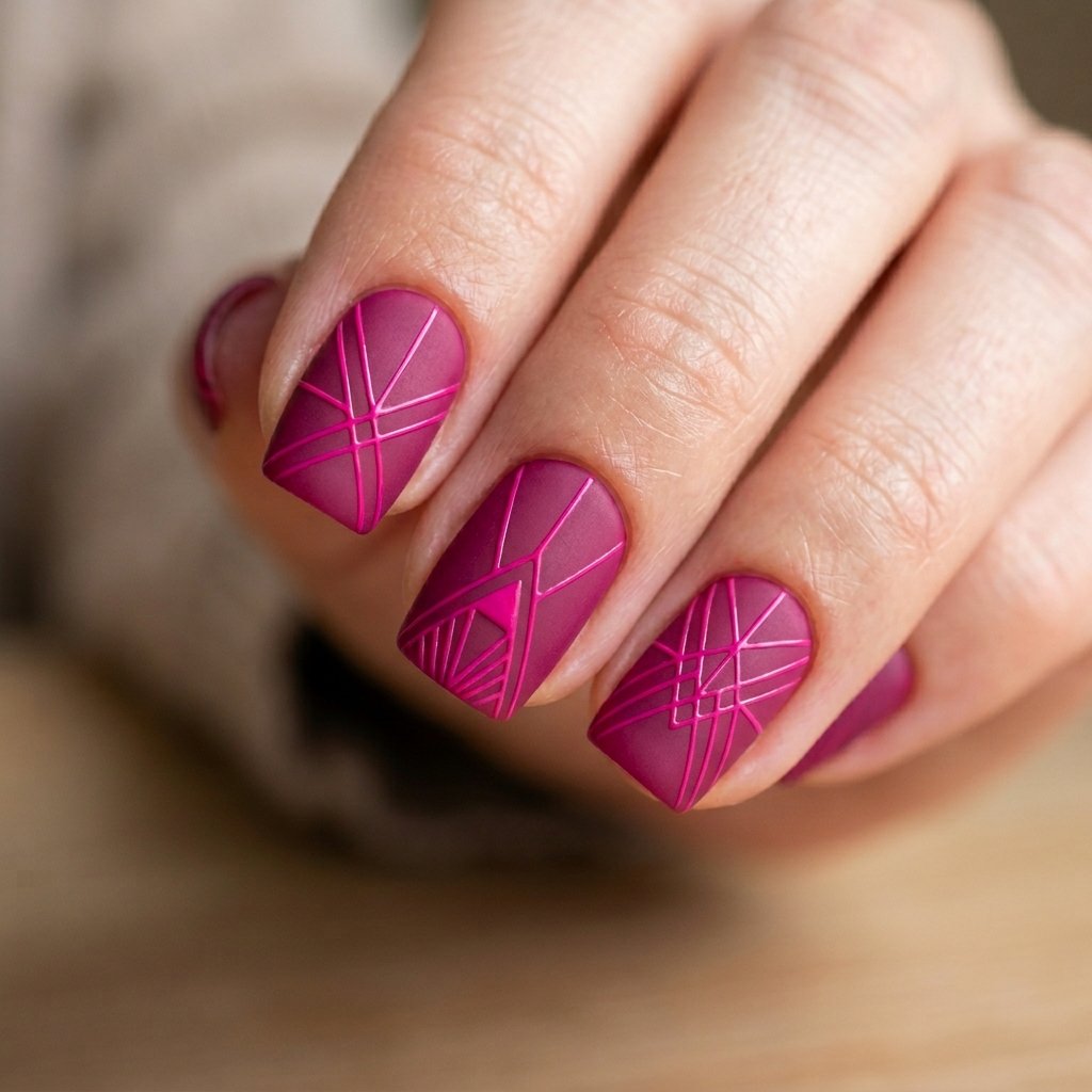 Matte Fuchsia Minimalist Lines