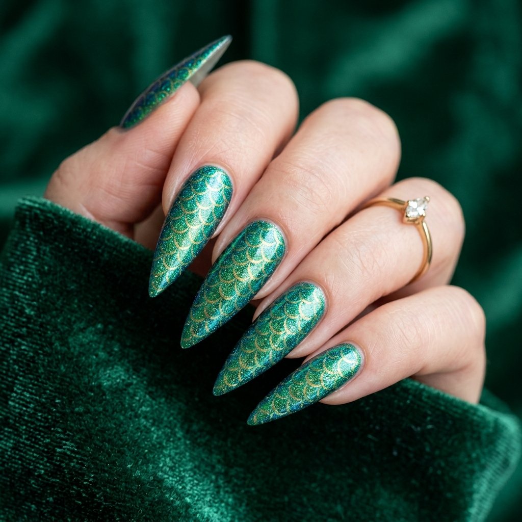 Shimmering Emerald Mermaid Scale Look