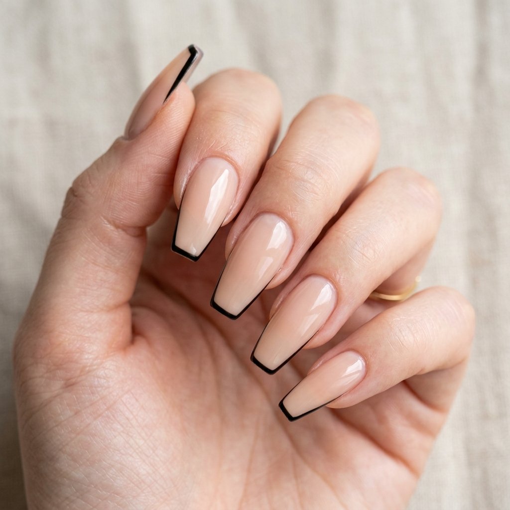 35 Trendy French Tip Coffin Nails Ideas That Elevate Your Style 19 Micro French Tip Coffin Nails