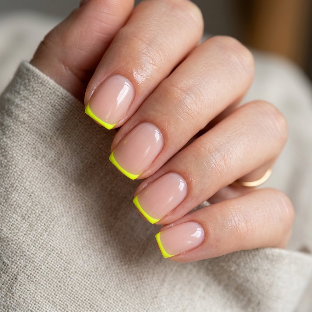 35 Fresh neon yellow nails Ideas for Your Summer Wardrobe 24 Micro French Tips Idea
