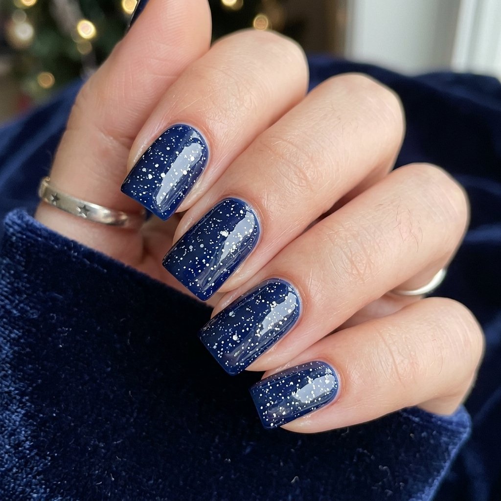 32 Galaxy Nails Ideas: Master the Aesthetic of the Cosmos 3 Midnight Blue Starfield Concept