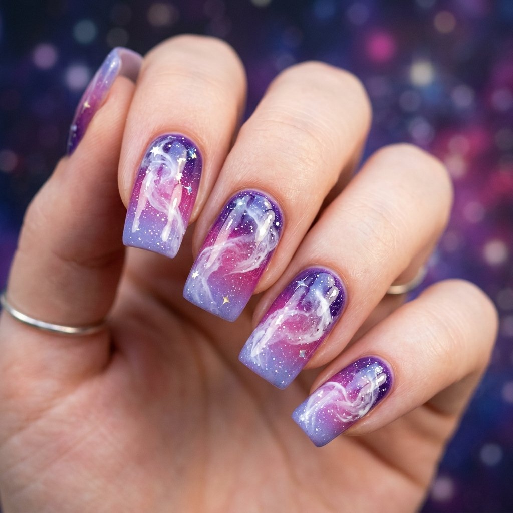 Milky Way Twilight Ombre Nails