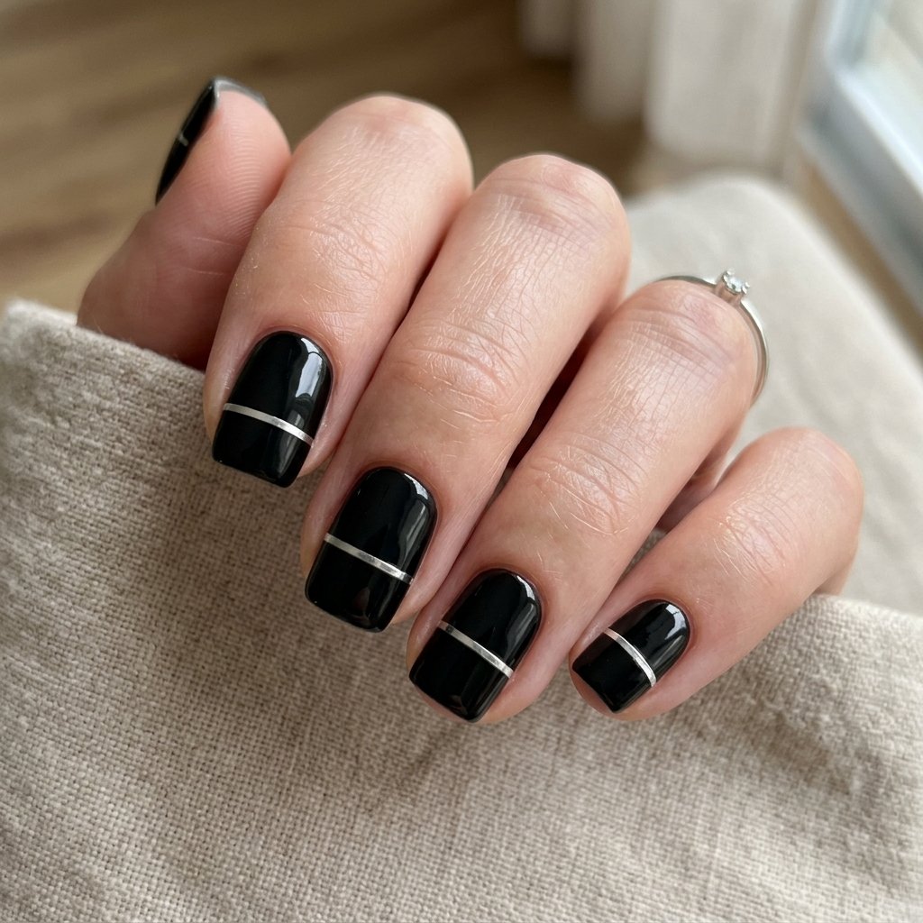 Minimalist Thin Silver Stripe Accents