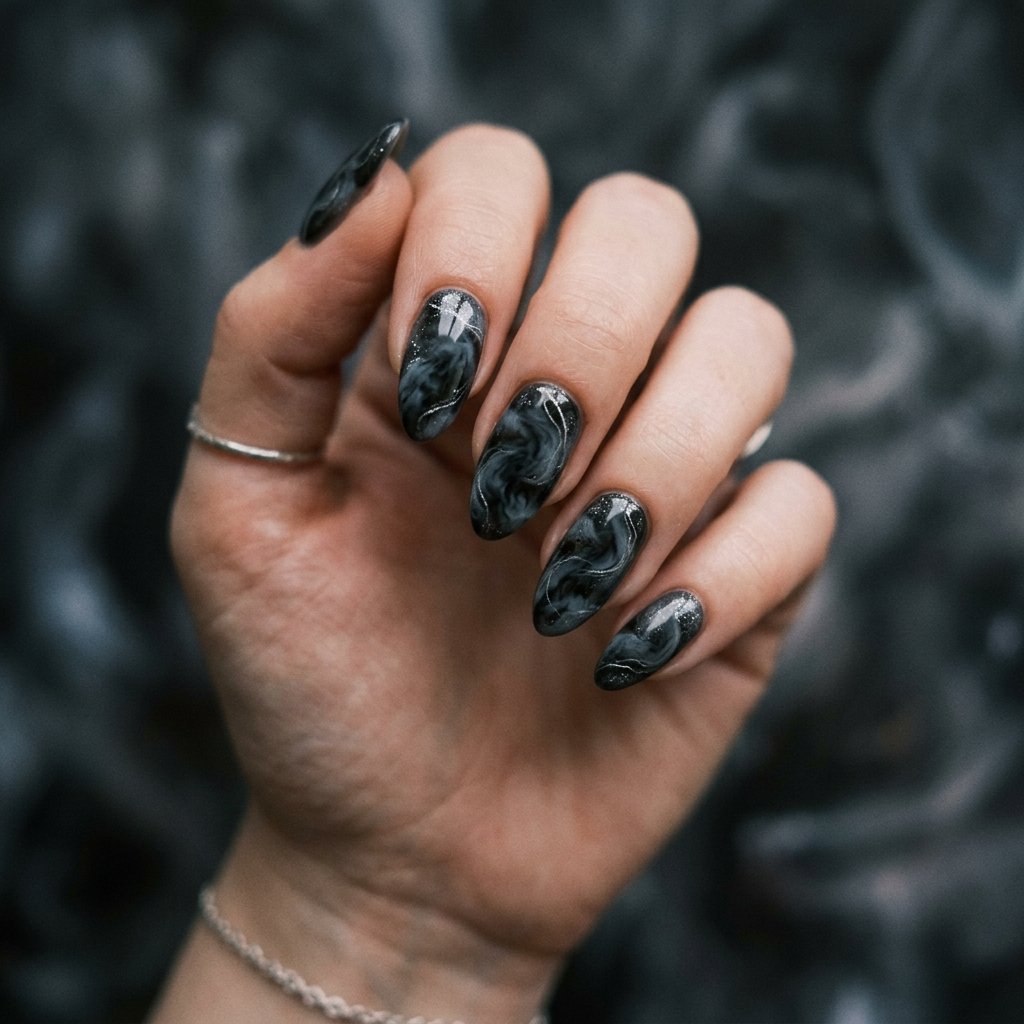 Moody Black Smoke with Silver Highlights