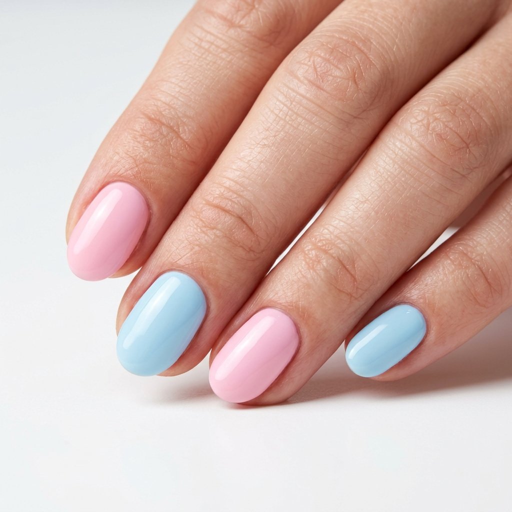 35 Most Gorgeous Cotton Candy Nails to Copy This Season 3 Pink and Blue Pastel Combo