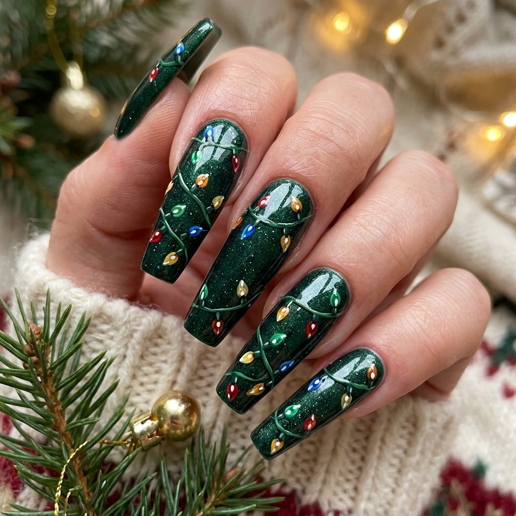 Acrylic Christmas Light Nail Designs