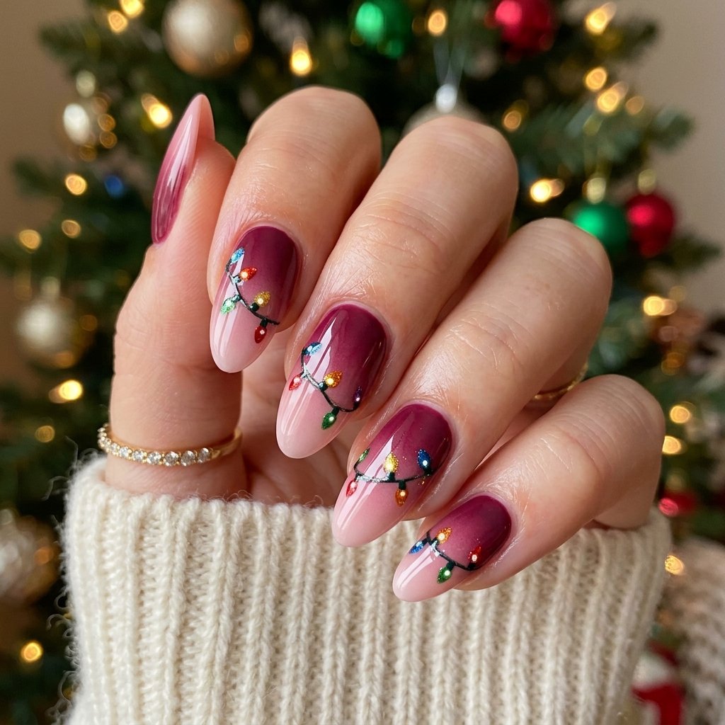 Ombre Holiday Light Nail Designs