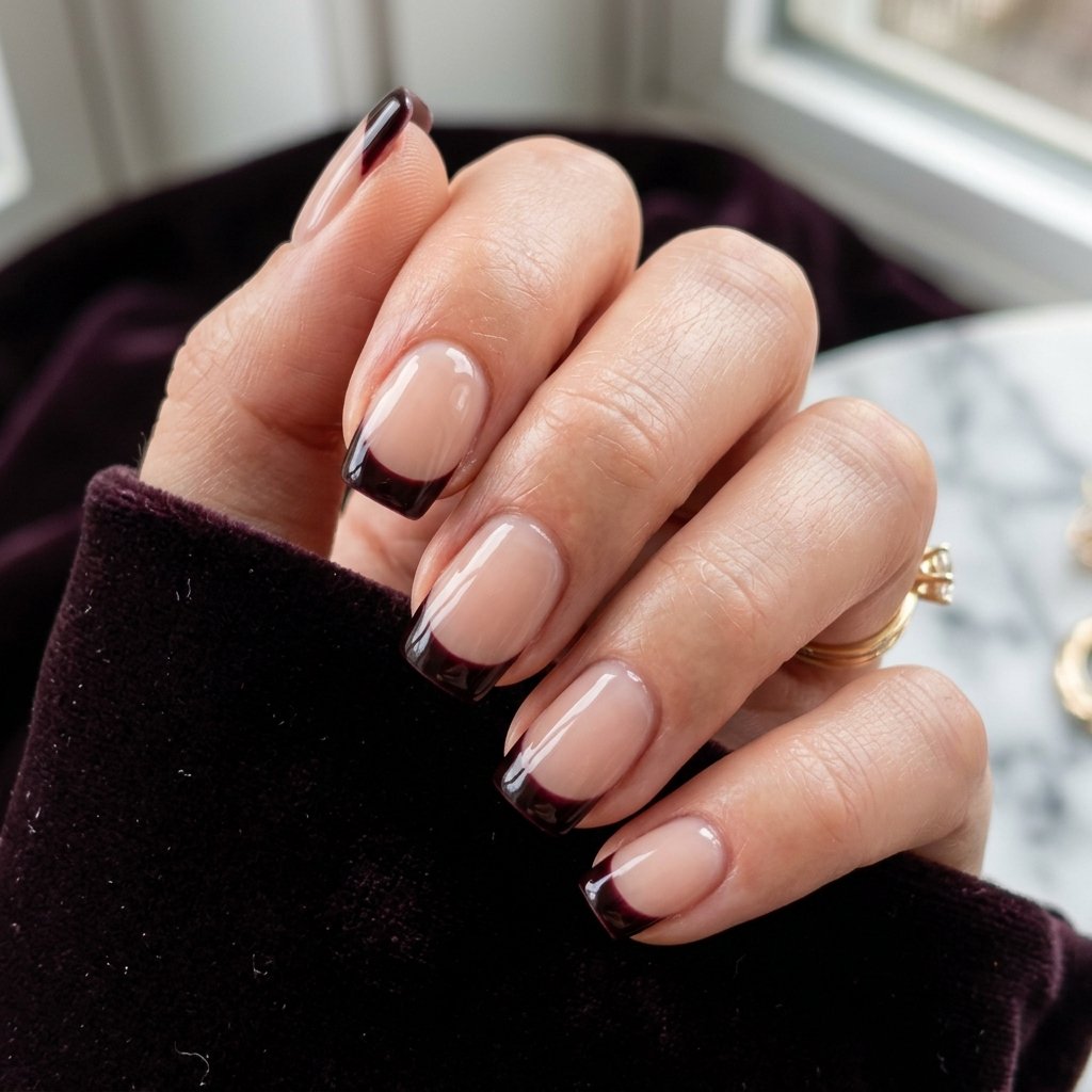 35 Black Cherry Nails Ideas That Look Incredibly Expensive 14 Black Cherry French Tip Nail Ideas