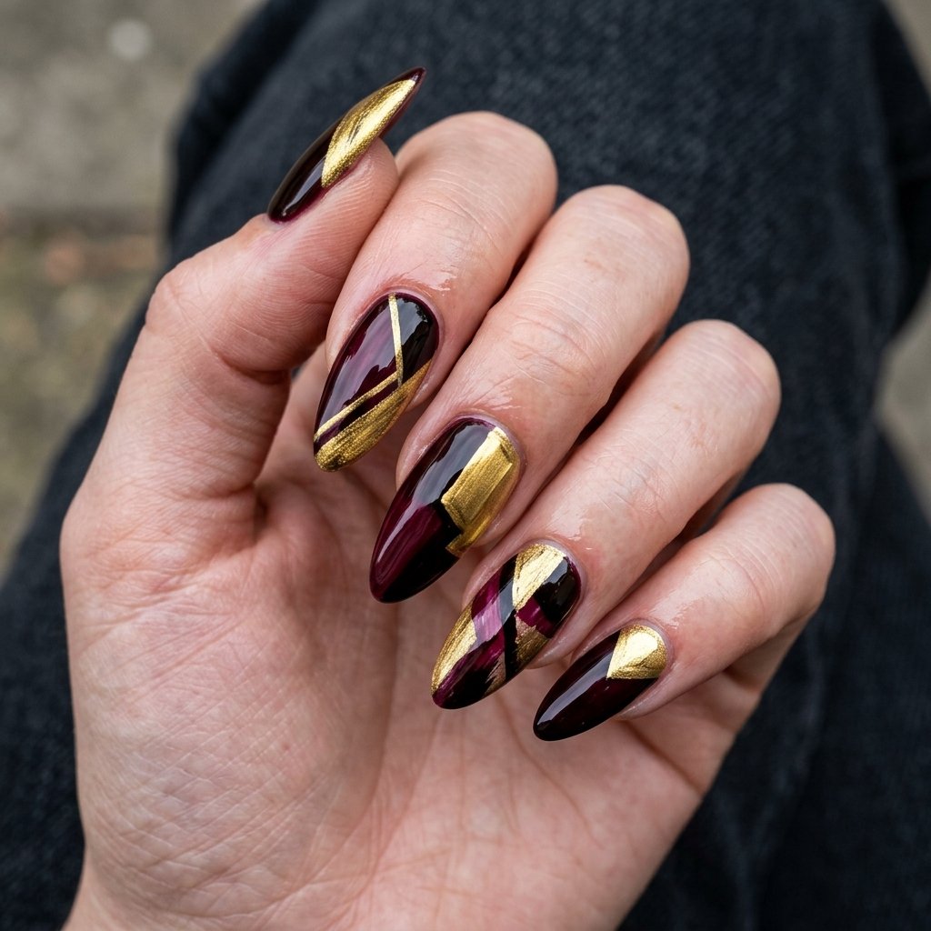 35 Black Cherry Nails Ideas That Look Incredibly Expensive 21 Black Cherry Abstract Nail Ideas