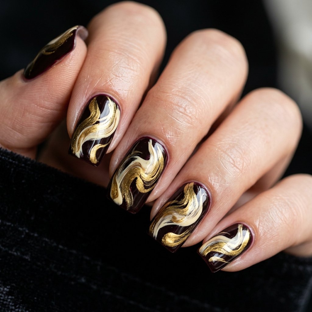 35 Black Cherry Nails Ideas That Look Incredibly Expensive 20 Black Cherry Swirl Nail Ideas