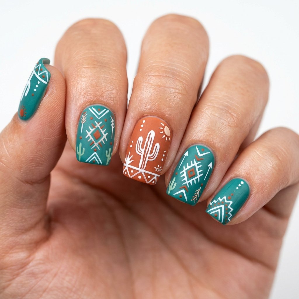 35 Best Green Summer Nails for a Bold Warm Season 2026 14 Cactus Green Nail Design