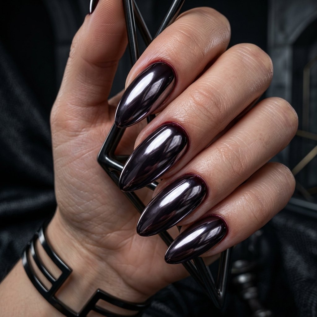 35 Black Cherry Nails Ideas That Look Incredibly Expensive 13 Black Cherry Chrome Nail Ideas