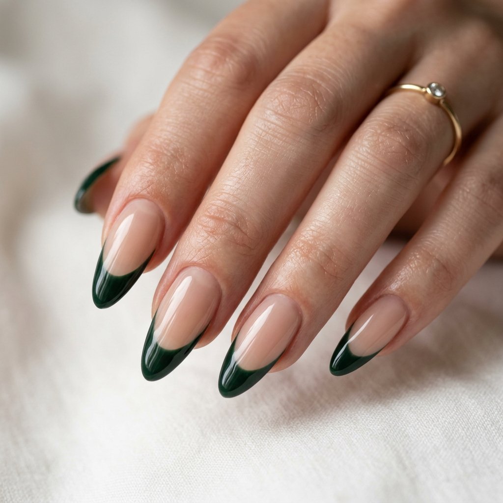 The Deep, Moody Appeal of Dark Green Tips